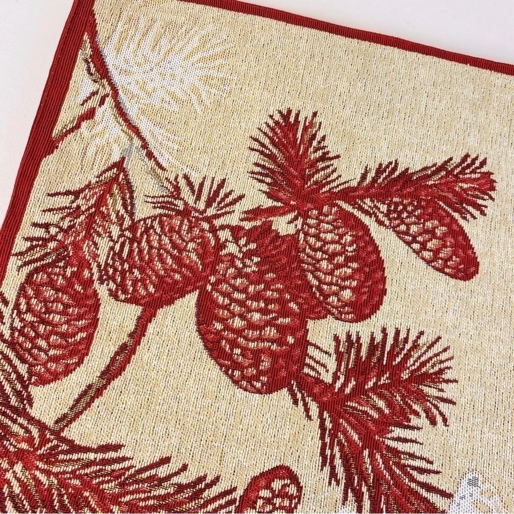 Set Of 4 St. Nicholas Square Pinecone Season Tapestry Placemats 13” x 18”